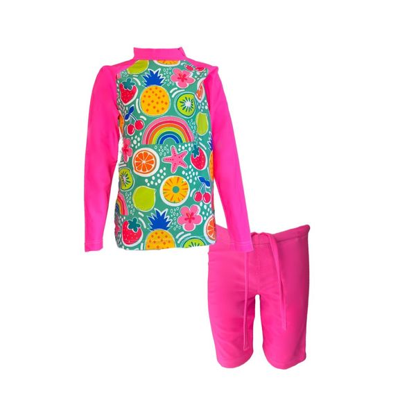Kids Swim Two Piece Set: Arm Neck Cover Summer Fruit