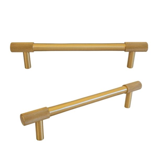 Knurled and Textured Brass Door Handle - Set of Two