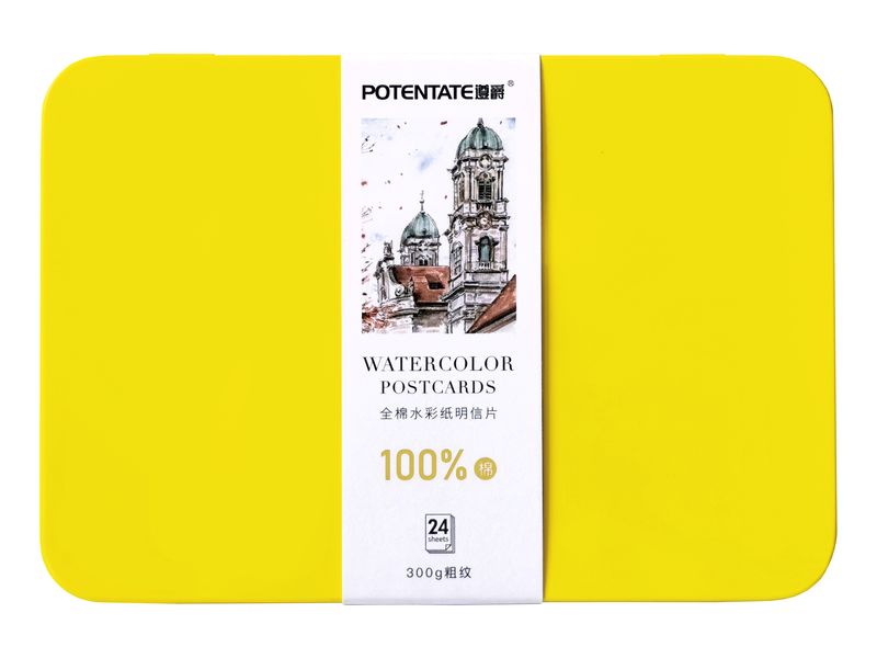 Potentate 300gsm 100% Cotton Rough Watercolour Postcard Tin - 24 Sheets - 10 x 15cm
