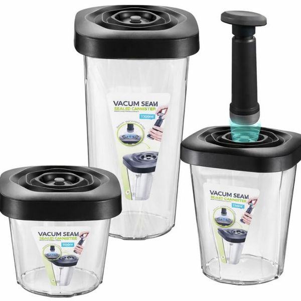 Vacuum Sealed 3pc Canister Set | Airtight Food Storage Containers with Pump
