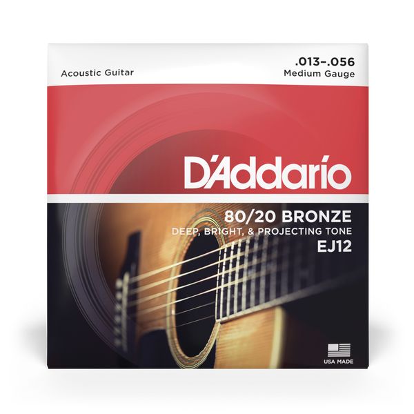 D'Addario EJ12 80/20 Bronze Acoustic Guitar Strings Medium 13-56