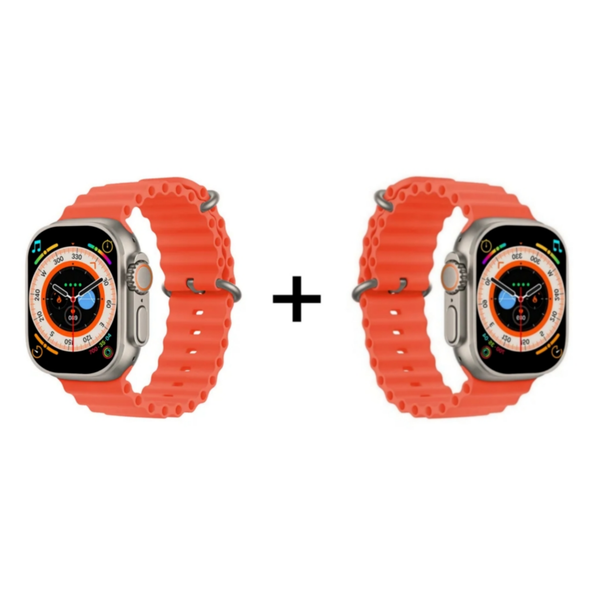 His &amp; Hers Orange &amp; Orange Fitness Tracker Smart Watch Series 8 Combo