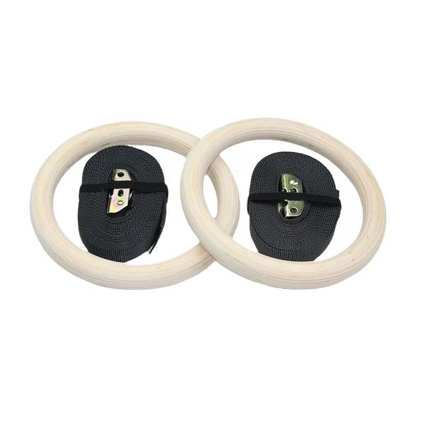 Set of 2 Gymnastics Rings, Wooden Fitness Rings for Strength Training