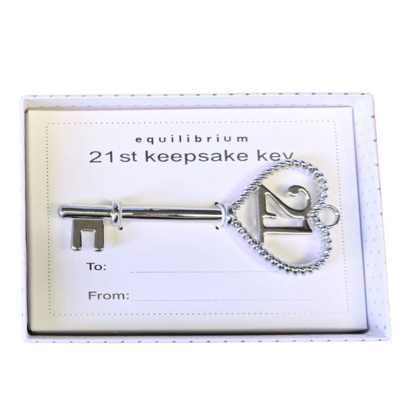 Equilibrium 21st Birthday Keepsake Key - Silver Twist Commemorative Gift