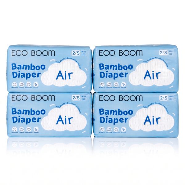 Eco Boom - Air Bamboo Baby Nappies Pack of 36 - Small - 144 Nappies