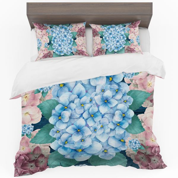 Blue &amp; Purple Floral Duvet Cover Set