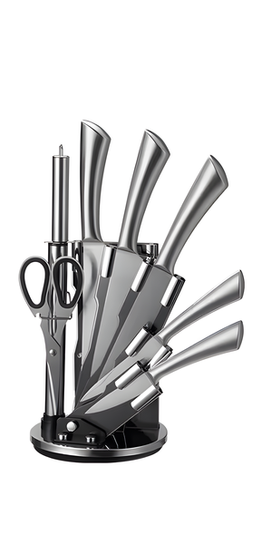 8 Piece Stainless Steel Kitchen Knife, Scissors Set &amp; Acrylic Stand