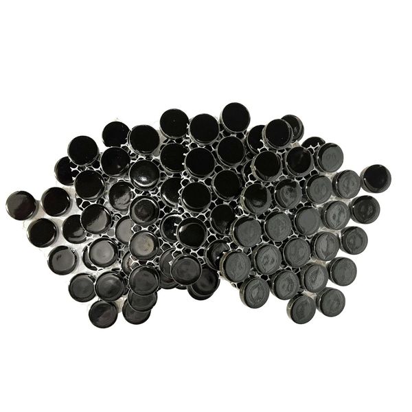 Mosaic Tiles - Ceramic Circles Black (small tiles for crafting)