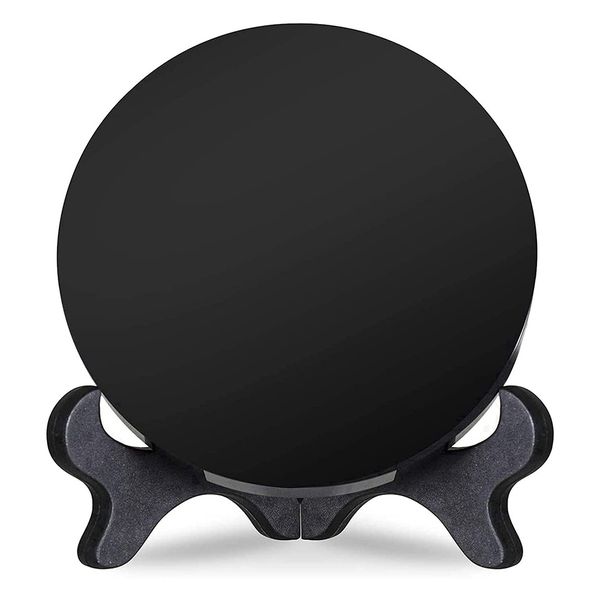 Obsidian with Stand Smooth Natural Crystal Home Decoration 80mm