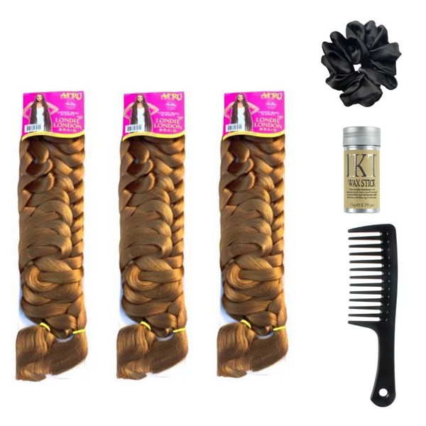 3pack londie london braid #27,IKT Wax Stick,Silk band and Wide teeth comb