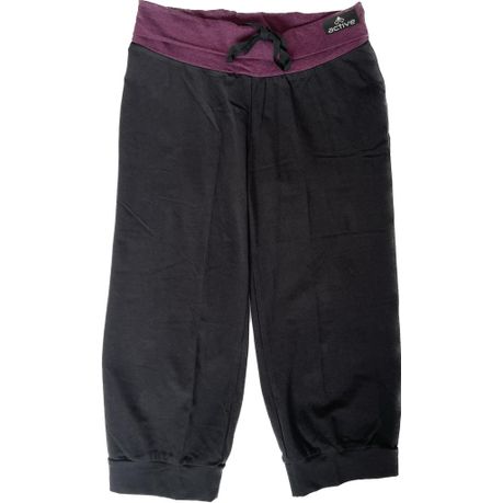 Active Women's Black and Plum Purple Cotton Fitted 3/4 Pants, Shop Today.  Get it Tomorrow!