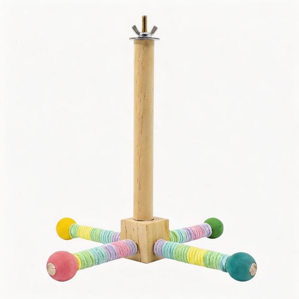 Koirerooy Parrot Perch Toy,Rotating Bird Perch Stand with Chew Ball Toy