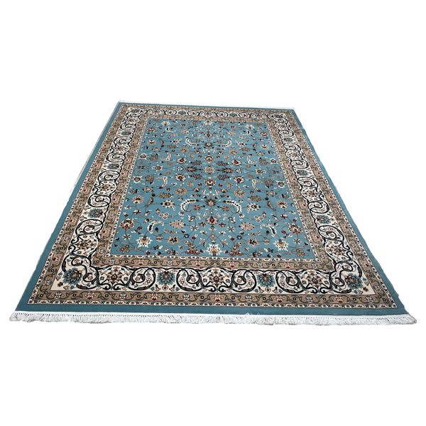 Light Blue Persian Design Machine Made Rug - 400 x 300 cm