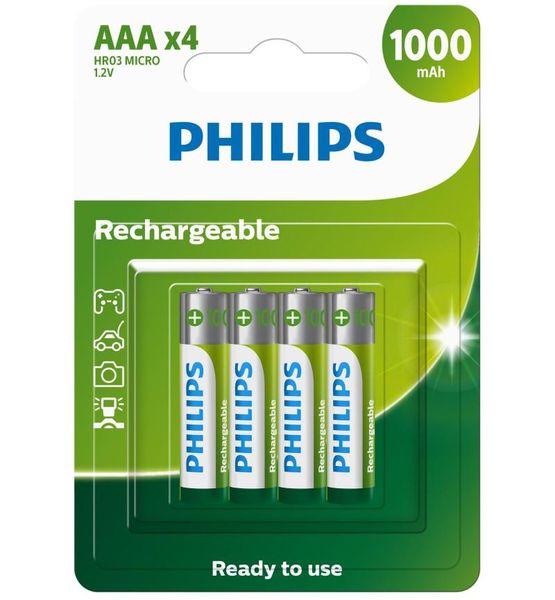 Philips Rechageable Battery AAA 1000MAH-4 Pack