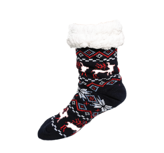 Oslo Polar Thermal Winter Socks Fleece lined Slipper Socks - F Black