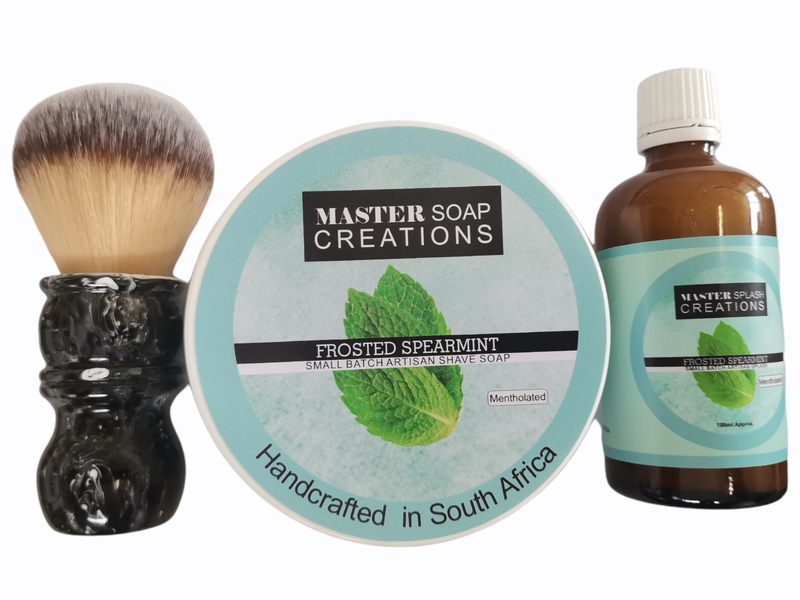Shaving Soap &amp; Aftershave Splash &amp; Shaving Brush Combo Frosted Spearmint