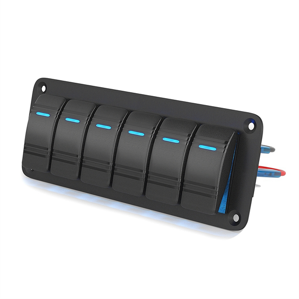 Led Rocker Switch Panel 12V 24V 6 Gang Car Switch Compatible with Universal