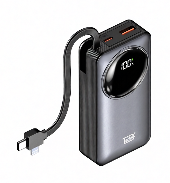 TechZA 22.5W 10,000mAh, Power Bank with Type-C &amp; Lightning Cable, TZ212-PB