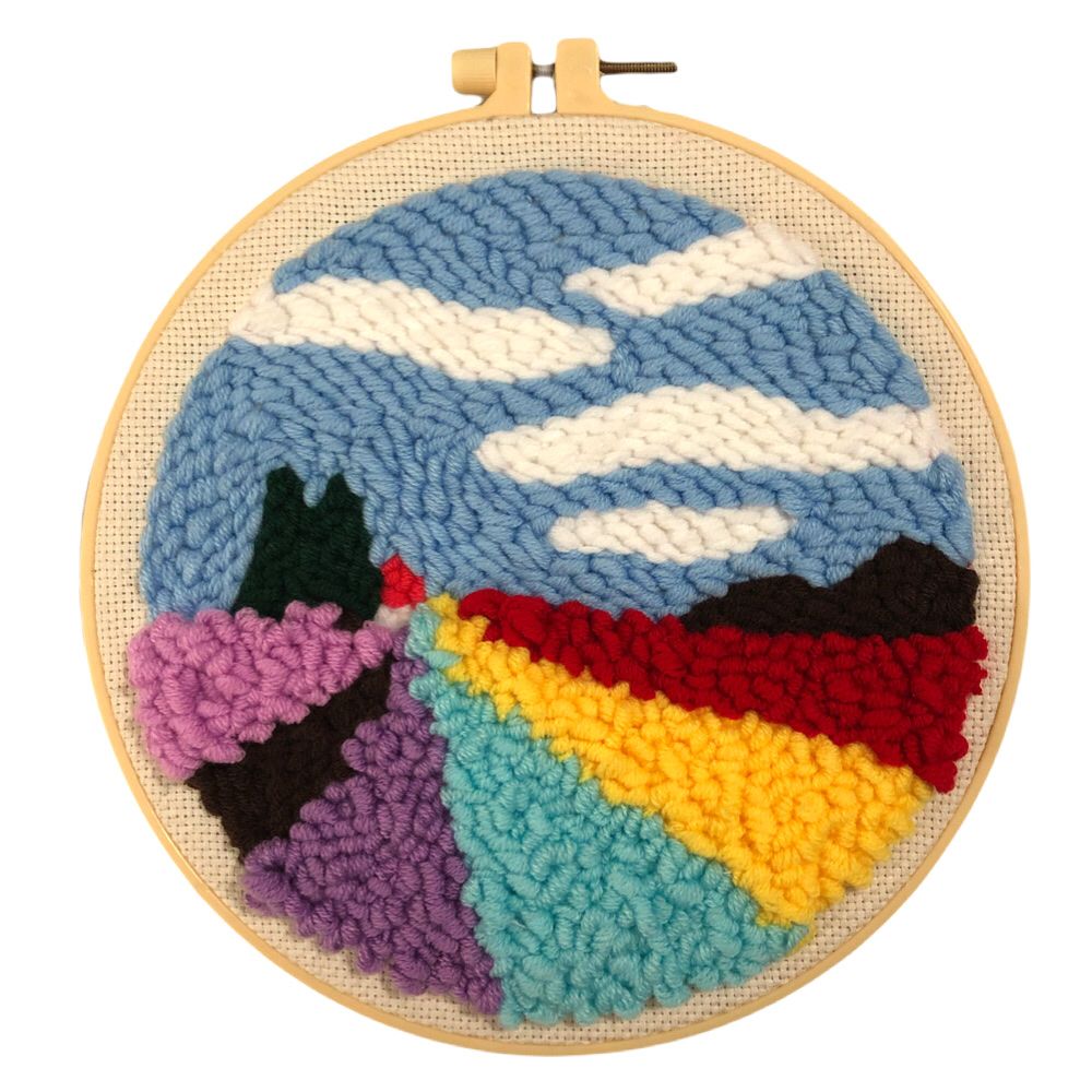 Flower Field Punch Needle Embroidery Wool Art DIY Craft Kit Tapestry