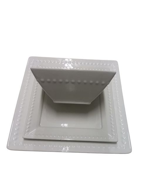 BCH Square White Ceramic Dinnerware Set - 12 piece