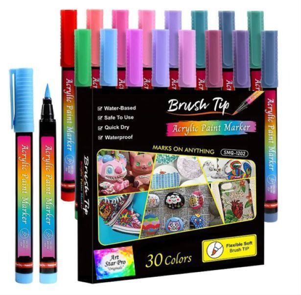 Art Star Pro Brush Tip Acrylic Paint Pens 30 Set Unique Colour Markers Art Shop Today. Get it