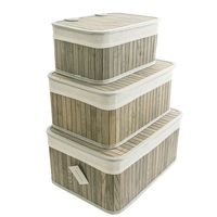 Creative Deco Bamboo Storage Baskets with Lids - Set of 3