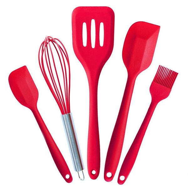 5 Piece Silicone Baking Utensil Set (Red)