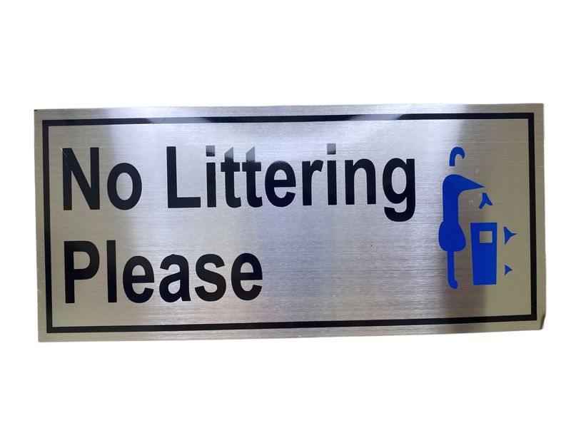 Premium Weatherproof No Littering Please Aluminum Sign