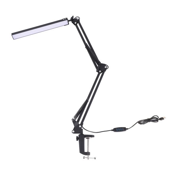 LED Desk Lamp With Clamp,Adjustable Swing Arm for Study/Office(Black)