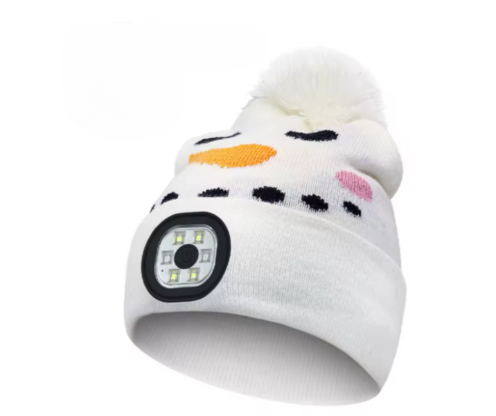 Kids LED Winter Beanie - Snowman Design