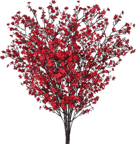 4 Bundles 39.4" Red Baby Breath Gypsophila Wedding Party Decor