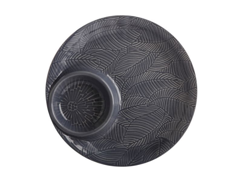 Maxwell and Williams Panama Serving Dish with Sauce Well 32cm - Grey