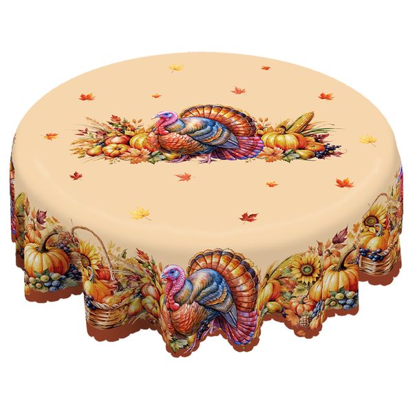 Thanksgiving Harvest Turkey Autumn Tablecloth for Festive Family Dinners