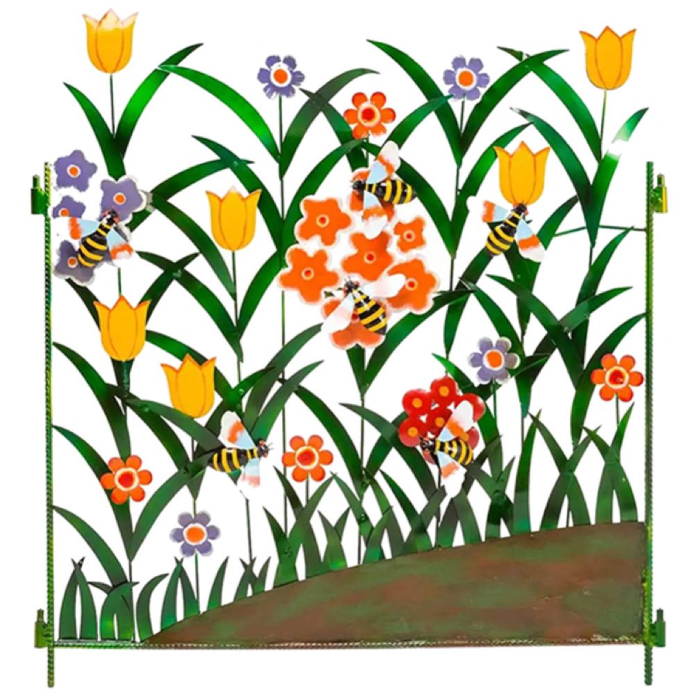 Garden Decor Novelty Flower & Bee Fence Tall