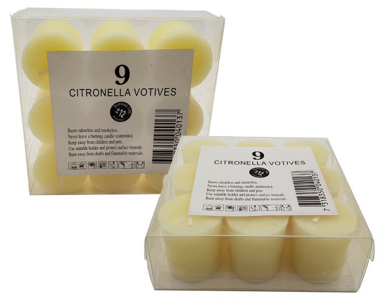 Citronella Pressed Votive Candle - 9 Pack - x2 set