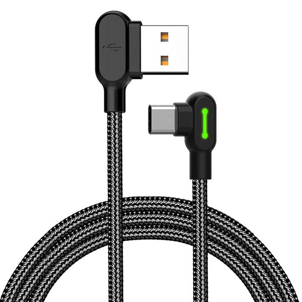 Mcdodo LED Fast Charging Cable 90 Degree Bend USB-A USB-C Braided Cable