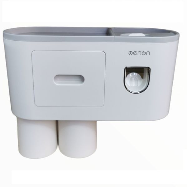 Toothbrush Holder With Built-in Toothpaste Dispenser - 2 Cups