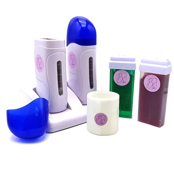 purpleX Double Depilatory Wax Roller Home Waxing Hair Removal Kit