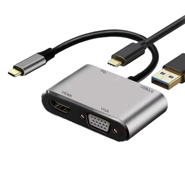 USB C to HDMI VGA Adapter, 4-in-1 USB C Hub