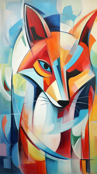 Canvas Wall Art - Colourful Fox Abstract - MT0174