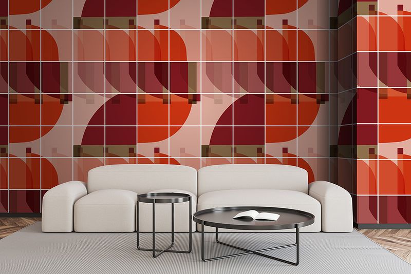 Robin Sprong Premium Quality Peel and Stick Treig Wall Tile Stickers - Red