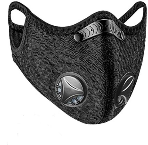 Face Mask - Kids Sports Exercise Protection with 2 Breathing Valve - Black