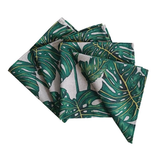 Monsteria Leaves Fabric Printed Napkins 45x45cm - Pack of 4