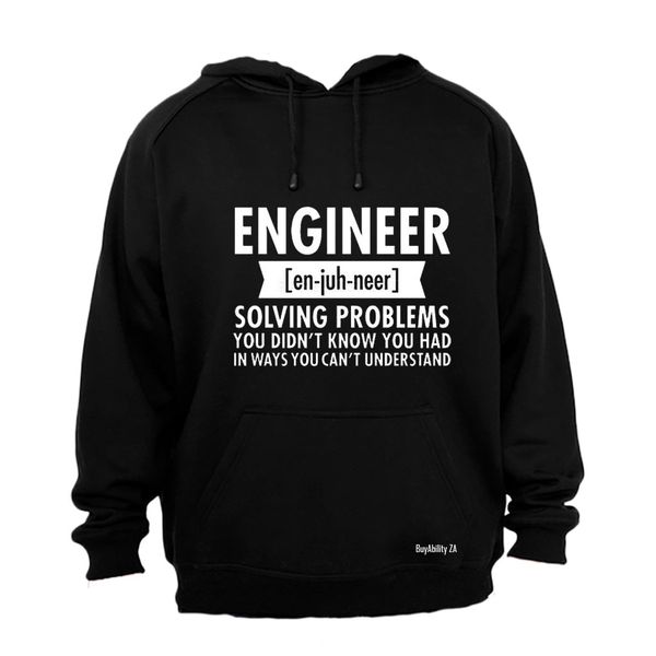 Engineer - En-juh-neer Mens Hoodie - Black