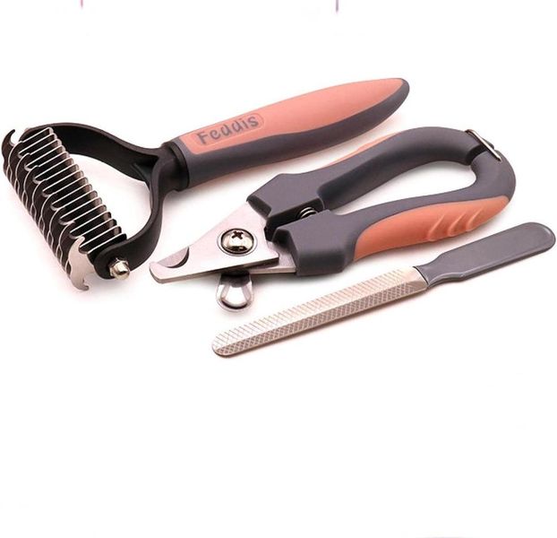 Pet Grooming and Deshedding Set Knotting Comb &amp; Nail Clipper &amp; Nail File