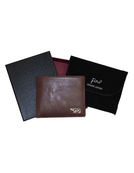 Fino HL-1504 Full Grain Genuine Leather Rhino Print Card Wallet with Box