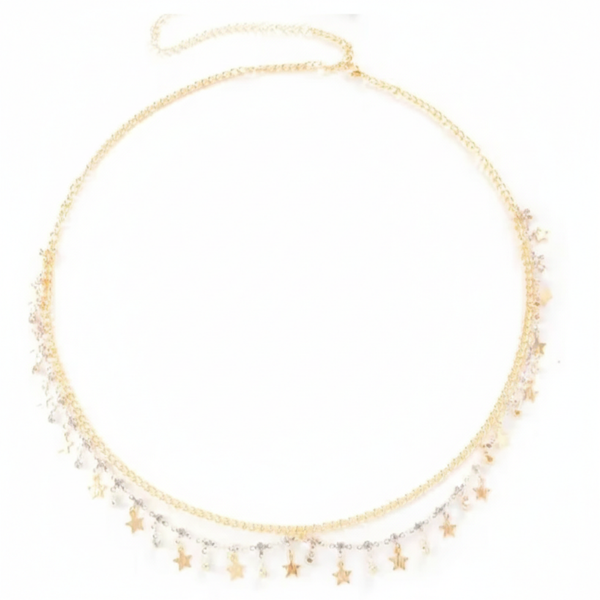 Luxury Multi Layer Waist Chain with Star Charms &amp; Rhinestone Tassels