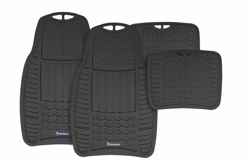 Michelin - 4 Piece All-Weather Rubber Car Floor Mat Set - Black