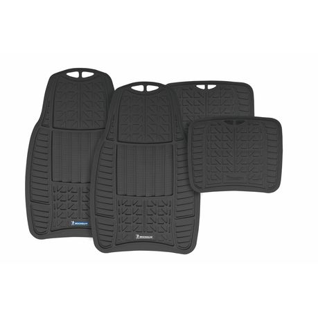 Michelin - 4 Piece All-Weather Rubber Car Floor Mat Set - Black