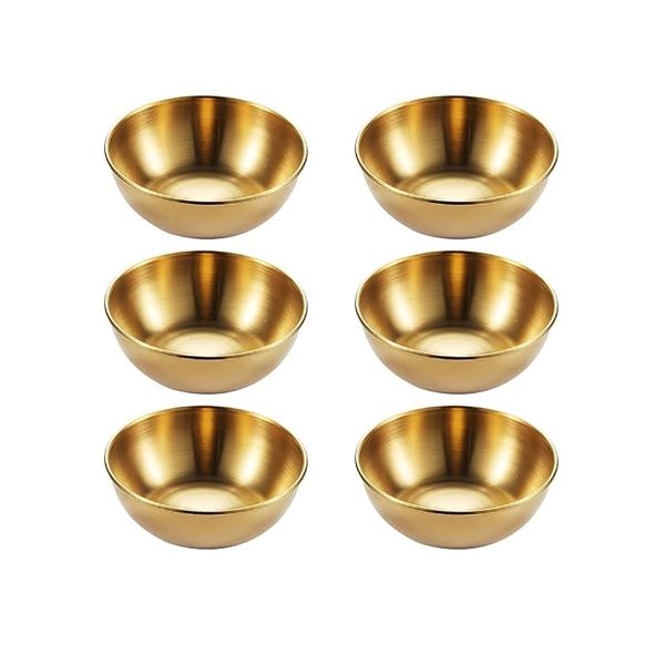 Mini Stainless Steel Sauce Dishes Seasoning Sushi Dipping Bowls 6 Pieces